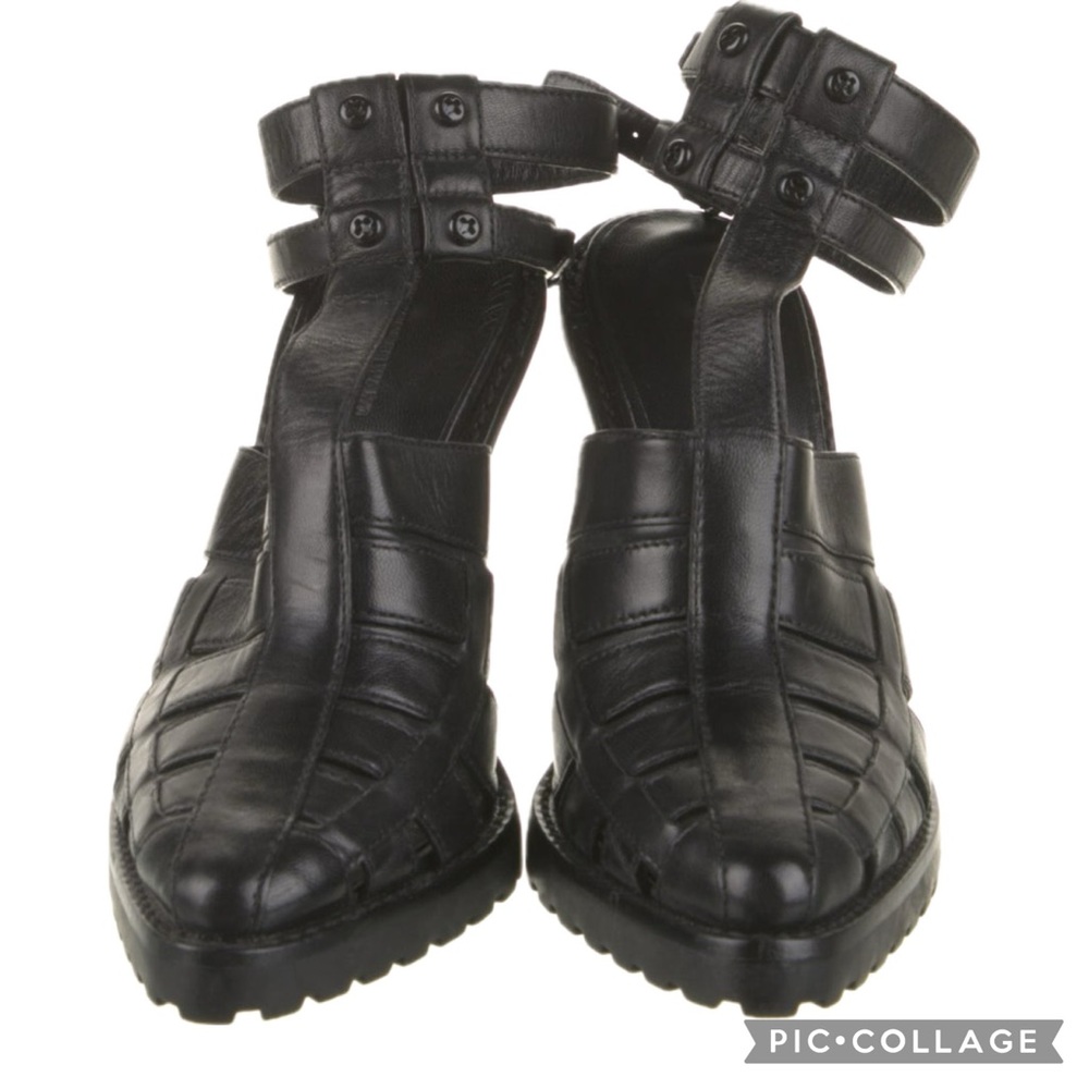 Alexander Wang Abbey Double Ankle Strap High Heel Sandals In Black Leather Y2k View 3